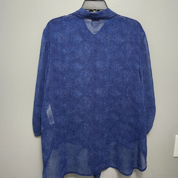 Chico's women's button-down top blouse size 3 XL blue sheer - Picture 7 of 7